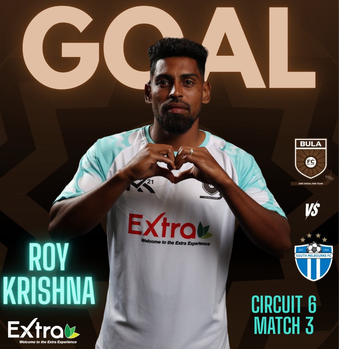 thebulafc's tweet photo. Another one for Extra Bula FC! ⚽️

Captain Roy Krishna finds the back of the net to pull one back for the boys.

We now trail 4-2 with the fight still alive.

#ExtraBulaFC #Bulatribe https://t.co/QkdkScIw67