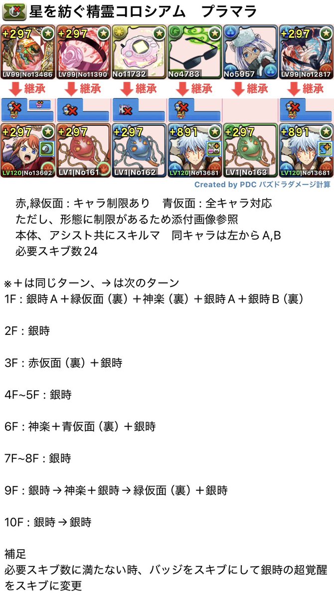 Nyasu_KS's tweet photo. ��ズドラ　星を紡ぐ精霊コロシアム

3枠プラマラ（プラス上げ）編成です！
編成難易度を比較的低くしたので、組みやすいと思います！

代用も載せておくので、参考にしてください😊

対応キャラとその育成はリプに載せておきます！
#パズドラ　#星を紡ぐ精霊 https://t.co/mJCOOdy277