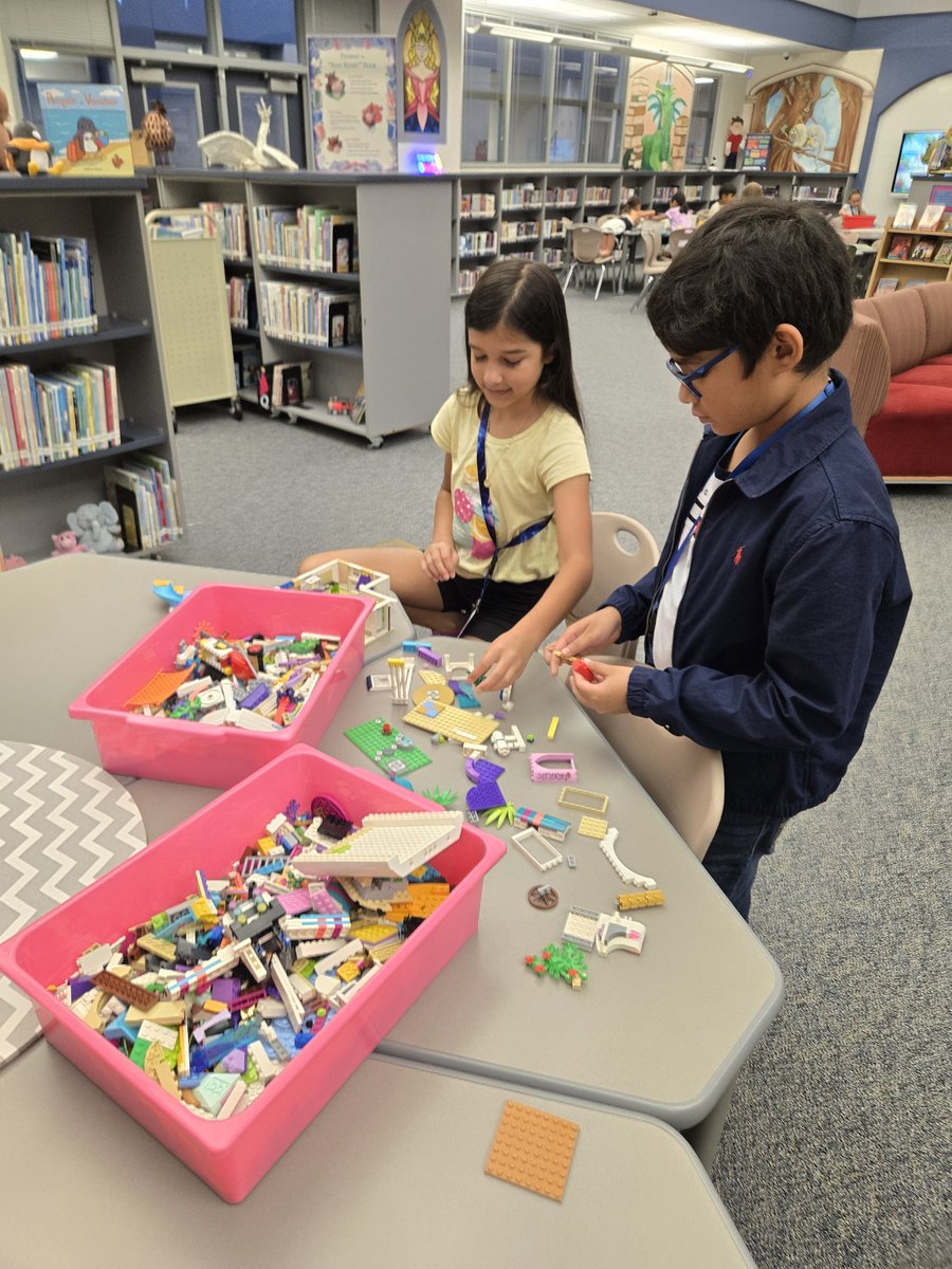 KDELibrary's tweet photo. It's Library Lego Week in the KDE Library! The students loved the giant Lego bricks! We have buckets and buckets of Lego. Stop by tomorrow for more Lego fun! @katy_libraries #kdepride https://t.co/NvGhuoXs9g