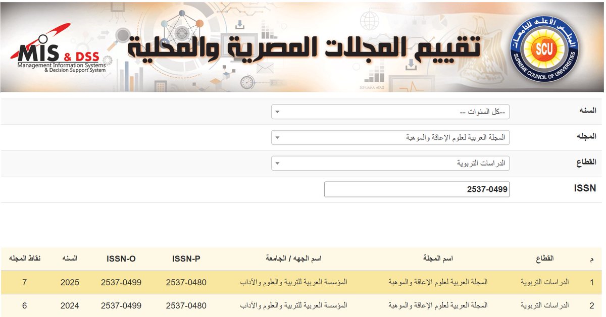 aiesaorg's tweet photo. صدر المجلد العاشر  بالعدد رقم صدر العدد ( 38 ) أبريل 2026 من ا لمجلة العربية لعلوم الاعاقة والموهبة 
🛎️للنشر في العدد القادم .. *search.aiesa@gmail.com
☎️️ للاستفسار:   00201156939552
📚 جميع بحوث العدد كاملة على رابط المجلة : 
https://t.co/7FCZQ3BIBz https://t.co/uSQ8Ohgjcl