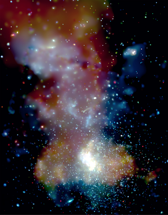 The centre of the Milky Way is a crowded neighbourhood and not always a calm one, as seen in this image from NASA's Chandra X-ray Observatory...

(Credit: NASA/CXC/UMass Amherst/Q.D.Wang et al.)