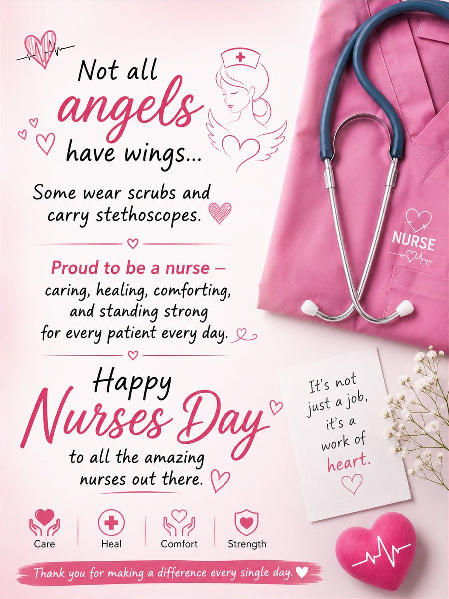 Dpika9's tweet photo. Proud to wear the uniform with compassion, strength, and dedication. 🤍
“Our Nurses, Our Future — Empowered Nurses Save Lives.”
Happy Nurses Day to every nurse working tirelessly to care, comfort, and heal. 👩🏻‍⚕️✨ https://t.co/fxNfz2wrUD