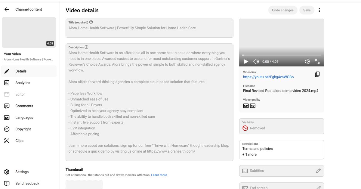 AloraSoftware's tweet photo. @TeamYouTube @TeamYouTube PLEASE resolve this, it is clear if a PERSON and not a machine or algorithm actually review the video and the context, that it is NOT a real caregiver, or agency, it is just a product demo screen showing how our software fields work! https://t.co/GsLKTEg0Oi