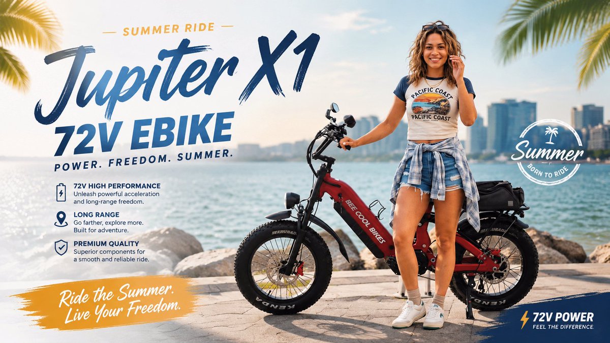 BeecoolBikes's tweet photo. 🔥Ride Into Summer with BeeCool☀
🥰This summer, grab your BeeCool ebike and save up to $1100! Free trailer.
https://t.co/JvZwR2I0Ny
#BeeCoolBikes #SummerAdventure #EBikeDeals #ElectricBikeLife #RideTogether #OutdoorFun #CyclingLifestyle #SummerVibes #ExploreNature #FamilyRide https://t.co/QcCH107ZFr