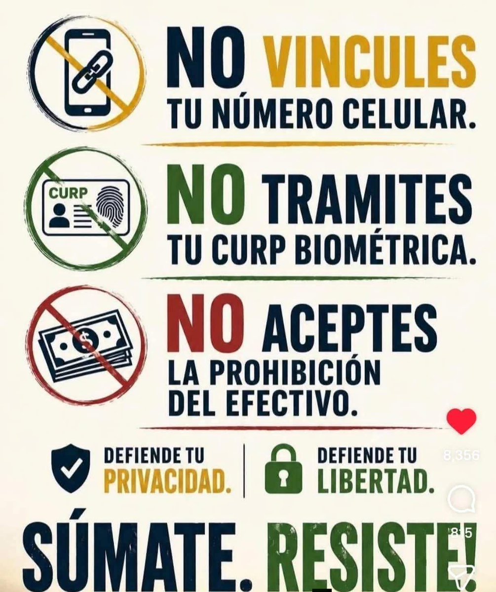 Me sumo no pienso registrar mi número celular, ni tampoco dar mis datos biométricos a un grupo de NARCOTRAFICANTES PUNTO !!!