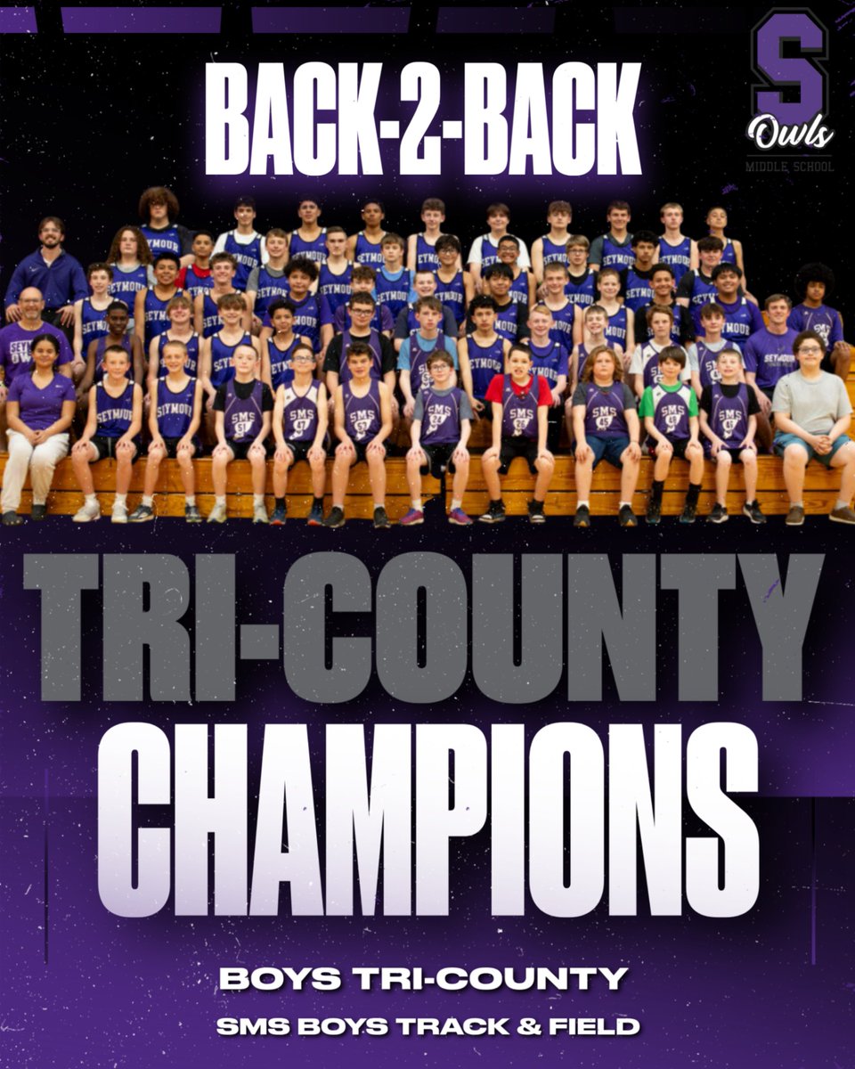 SMSOwls1's tweet photo. Back-to-back Tri-County Champions! 🏆🏆

The boys’ track &amp; field team brought home the 2025 and 2026 Tri-County Championships tonight at Columbus East High School, defeating Jennings Count, Columbus Northside, and Columbus Central.

Proud of our Owls! https://t.co/6R0bF81X66