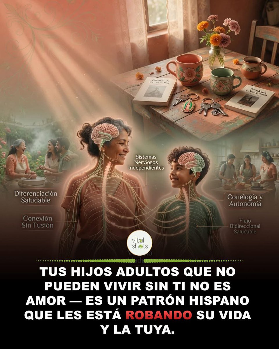EL HIJO QUE NO CRECE.

Tu hijo o hija tiene 28, 32, 35 años. 

Vive contigo todavía o se mudó pero te llama tres veces al día. No toma decisiones sin consultarte. 

No puede manejar sus propias emociones cuando algo le sale mal, tú eres quien lo sostiene. 

Te necesita para todo:
