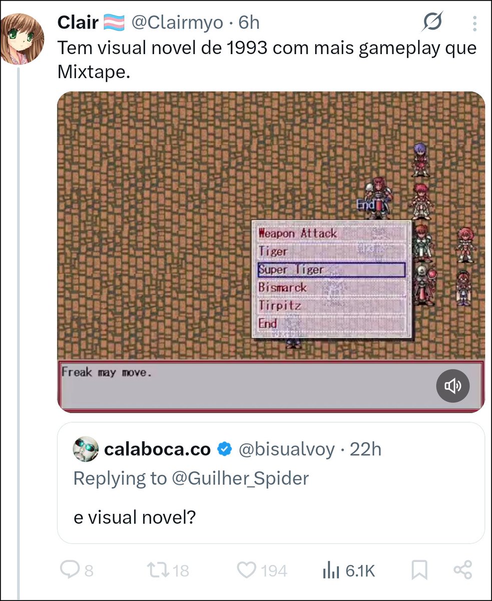 ybracara's tweet photo. Rance só é considerado uma Visual Novel porque chamou a atenção dessa comunidade estúpida, você não vê jogos como Rhapsodia, por exemplo, recebendo esse mesmo tipo de tratamento https://t.co/fvhuI90YnY