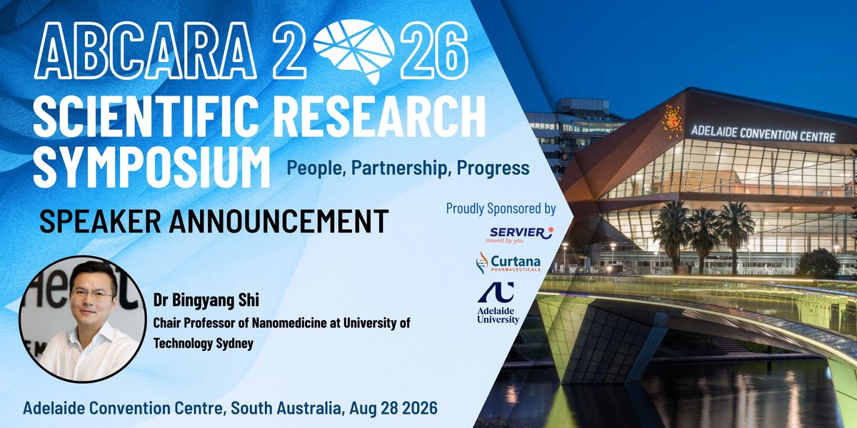_abcara's tweet photo. Our first invited speaker is Dr Bingyang Shi, Chair Professor of Nanomedicine at UTS and a global leader in brain‑targeted drug delivery. His work spans nanomedicine and biomolecular engineering to develop next‑gen brain therapies. 
ABCARA 2026 registration is NOW OPEN. https://t.co/uASx19C7RA