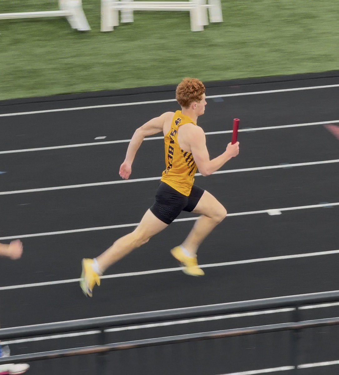 JonathanGarrisn's tweet photo. Conference meet last week and walked away with a conference championship in the Sprint Med and runner up in the 4x2.  Ended the night with a handoff to my little brother.  District meet Thursday and looking to qualify for state in multiple events. @CDSabersTF @SabersFootball https://t.co/K3NRR6lZyj
