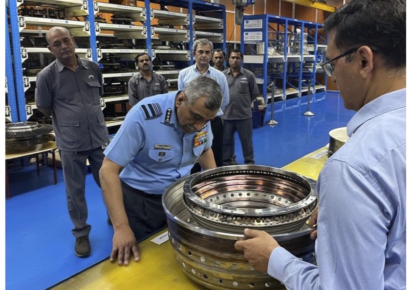 Varun55484761's tweet photo. Dry Kaveri Engine parts. Fan, Annular Combustor and Combustor Casing.

Air Marshal Ashutosh Dixit #CISC visited Godrej Aerospace manufacturing facilities at Vikhroli, Mumbai. 

He reviewed advanced manufacturing capabilities for Aero Engines, Actuators &amp; Space systems. https://t.co/6hatW1jRMz