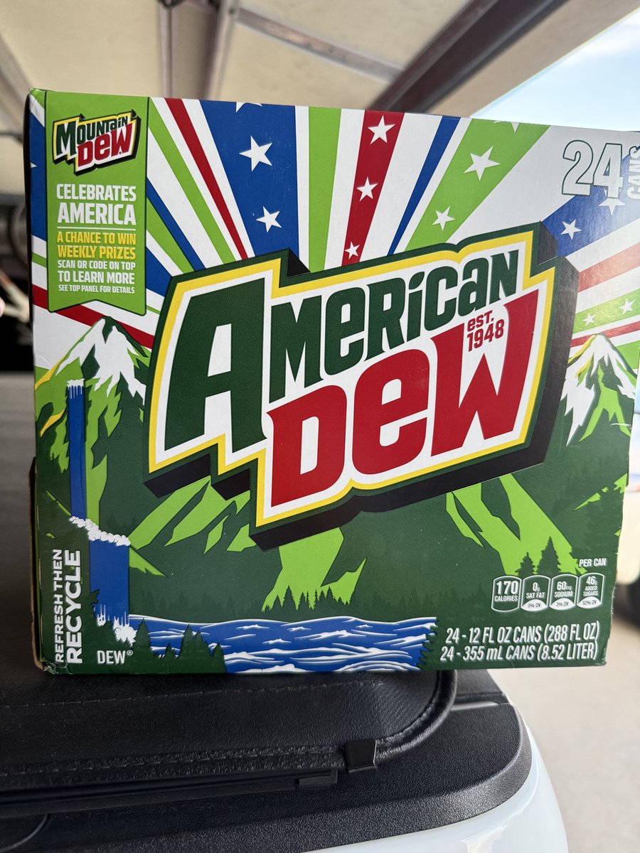 PostmanPat04's tweet photo. Even Hall of Famers miss shots once in a while. How did they not go with “Red, White, and Dew?” @MountainDew https://t.co/mgKCjyn00j