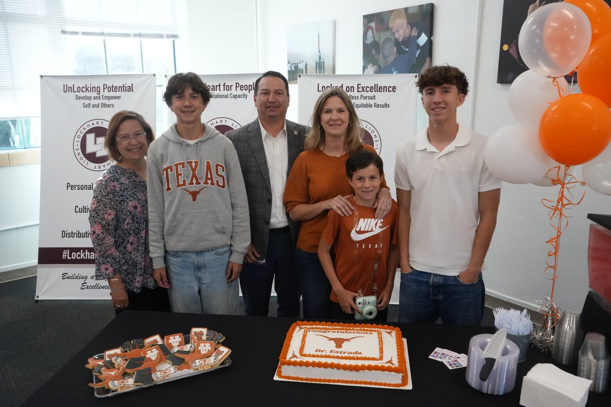 LockhartISD's tweet photo. This evening, we celebrated our Superintendent, Dr. Estrada, as he graduated from THE University of Texas at Austin with his PhD. 🤘🧡

Dr. Estrada leads our district with vision, heart, and an unwavering commitment to excellence. His dedication to lifelong learning and to the students, staff, and families of Lockhart ISD continues to inspire us all.

We are incredibly proud of his hard work, perseverance, and leadership, and we can’t wait to see the continued impact he will make on our district and community. Congratulations, Dr. Estrada! 🎓🦁

Special shoutout to Benji Estrada for helping capture special moments like these! 📸❤

#LISDWeAreHere #LockedOnExcellence #LegacyOfExcellence