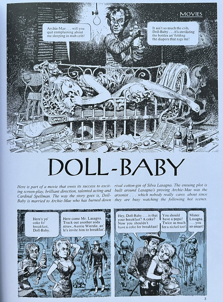 PowerCosmic13_'s tweet photo. After the end of TRUMP, his glossy mag backed by Hugh Hefner, #HarveyKurtzman started HUMBUG. Here’s the cover for #1, followed by art by #JackDavis and #AlJaffee, two of the artists along with Arnold Roth, Bill Elder, and others. Last one is Jaffee’s cover for HC collection https://t.co/OErOBJ3KMC