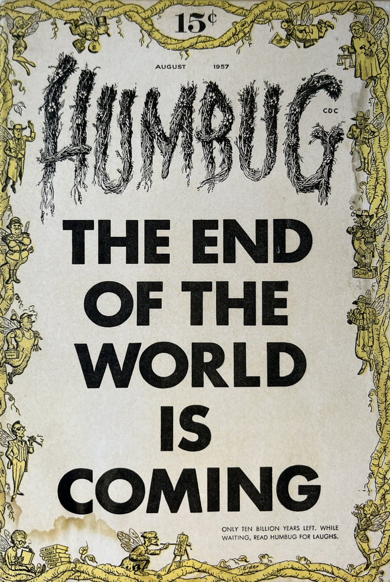 PowerCosmic13_'s tweet photo. After the end of TRUMP, his glossy mag backed by Hugh Hefner, #HarveyKurtzman started HUMBUG. Here’s the cover for #1, followed by art by #JackDavis and #AlJaffee, two of the artists along with Arnold Roth, Bill Elder, and others. Last one is Jaffee’s cover for HC collection https://t.co/OErOBJ3KMC