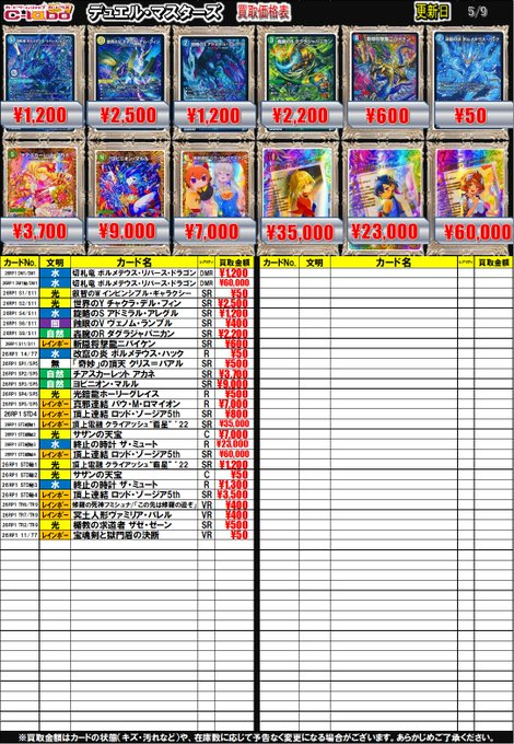 デュエマ 買取情報】 最新弾の買取価格を更新しました✨ 現在の価格は