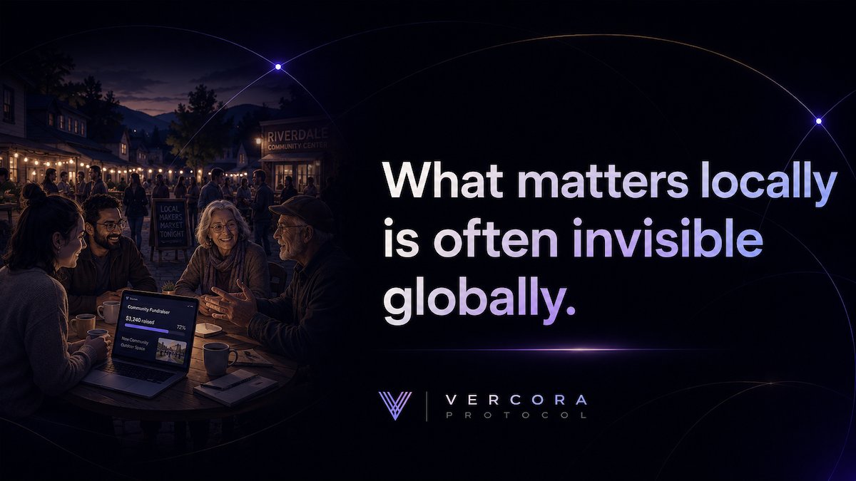 VercoraProtocol's tweet photo. The most meaningful questions are often the ones closest to home.

Local sports, regional events, creator communities, niche verticals.

What matters locally is often invisible globally.

Vercora is building for that gap. https://t.co/zRawsEHn7H