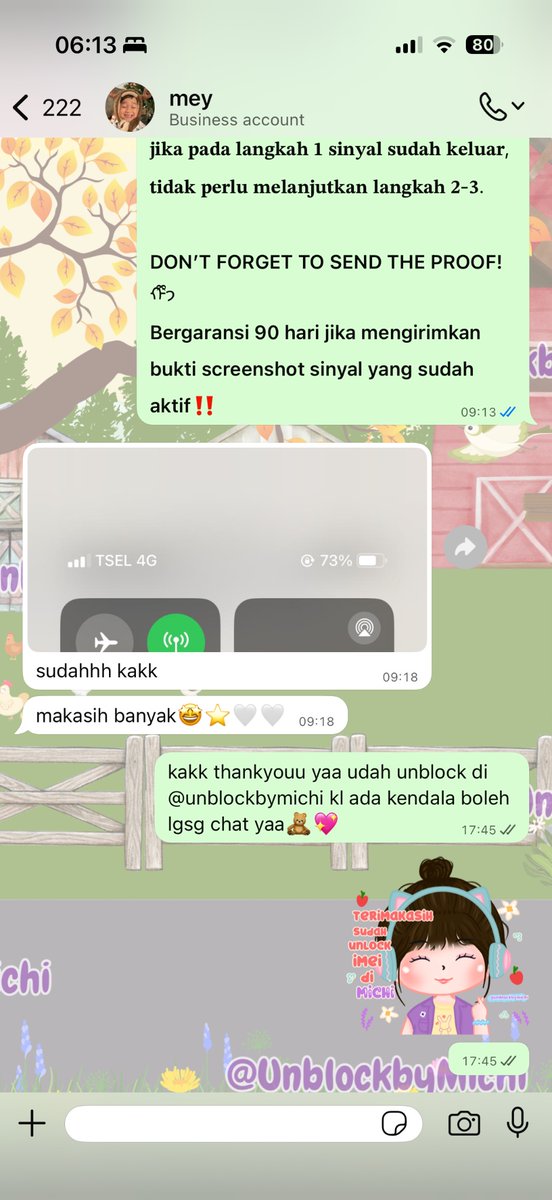fireywork's tweet photo. hai, yang sinyalnya hilang butuh di unblock imei , aku rekomendasi ke michi yaa! proses fast satset, full garansi, dan bisa pay akhir😆. Kontak dan testi dibawah sini yaa

wa : https://t.co/1dXWjtxmi0
testi : https://t.co/WnuCHPcdo6 https://t.co/6nSyBhSp9w