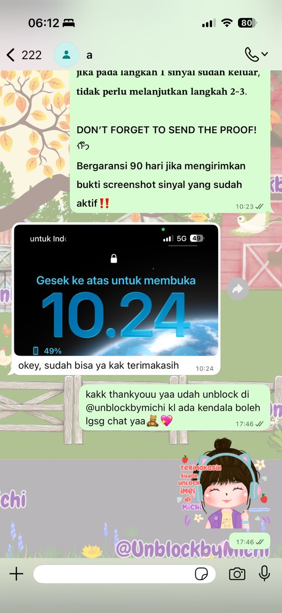 fireywork's tweet photo. hai, yang sinyalnya hilang butuh di unblock imei , aku rekomendasi ke michi yaa! proses fast satset, full garansi, dan bisa pay akhir😆. Kontak dan testi dibawah sini yaa

wa : https://t.co/1dXWjtxmi0
testi : https://t.co/WnuCHPcdo6 https://t.co/6nSyBhSp9w