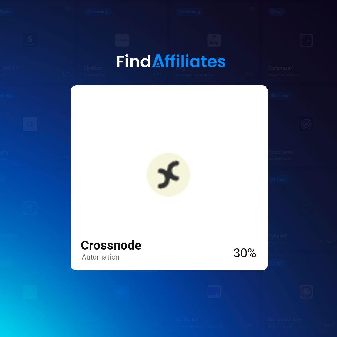 FindAffiliates's tweet photo. Crossnode's affiliate program is now available inside our directory.

• Category: Automation
• Commission: 30%

Find verified affiliate programs faster and start promoting today.

👉 https://t.co/XgSAyxVKg5 https://t.co/Uqg7fJKEgT