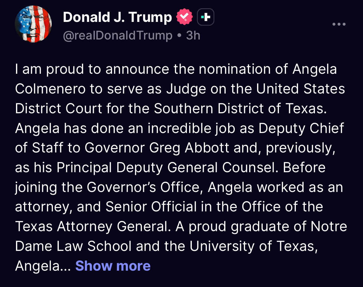 RiggsBTC's tweet photo. Trump is mass nominating his judges.
Friday itโs his new Fed chairman.
The time has come.
@NewsTreason @Rightanglenews @LeadingReport @BitcoinNews @TFTC21 @A1Policy @justicecometh @TrumpDailyPosts https://t.co/dTJ8TtoR8W