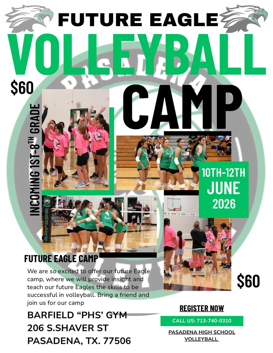 PHSVolley's tweet photo. Come and join us for one of our favorite camps, Future Eagles littles camp. 

🏐👌🏽💚

https://t.co/WXuXghsGr4 https://t.co/YuONjkv0TR