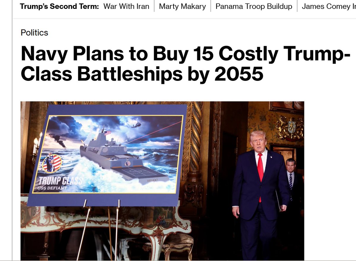 Jethroe111's tweet photo. Many of you that follow me know I'm very interested in battlefield tactics, weapons, and the new age of drone warfare.

The Battleship is a weapon platform developed BEFORE WW1; It's a 110 year old idea.

This ship is really a Battlecruiser; a dense cluster of power that is both a deterrent but ALSO a lucrative target.

With AI and AWS (Autonomous Weapons Systems) we are going to live in a world where an unmanned, unpressurized small sub sits totally silent on the sea floor and just waits.

Each one of these $14.5B tubs is going to be one torpedo away from going to the bottom and one salvo of 6 hypersonic missiles fired in unison against it from spending eternity on the cold dark seabed.

We HAVE to get smarter. And soon.