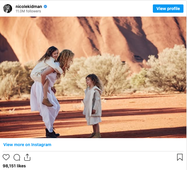 TheCelebrified's tweet photo. Nicole Kidman only acknowledging her 2 daughters with Keith Urban. She never  talks about her adoptive kids (Isabella and Connor) with Tom Cruise nor does she see them - wasn't she their mother? Did she just abandon them? What a bitch. https://t.co/w95YjtCso3