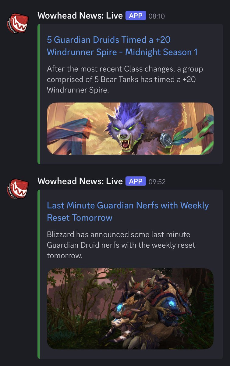 divinekate89's tweet photo. Seeing a “look what Guardian Druids can do” post right next to a “Guardian Druid nerfs inc” post from @wowhead is peak comedy 🤣🐻

#wowtwt #warcraft https://t.co/lIGrZP9pUm