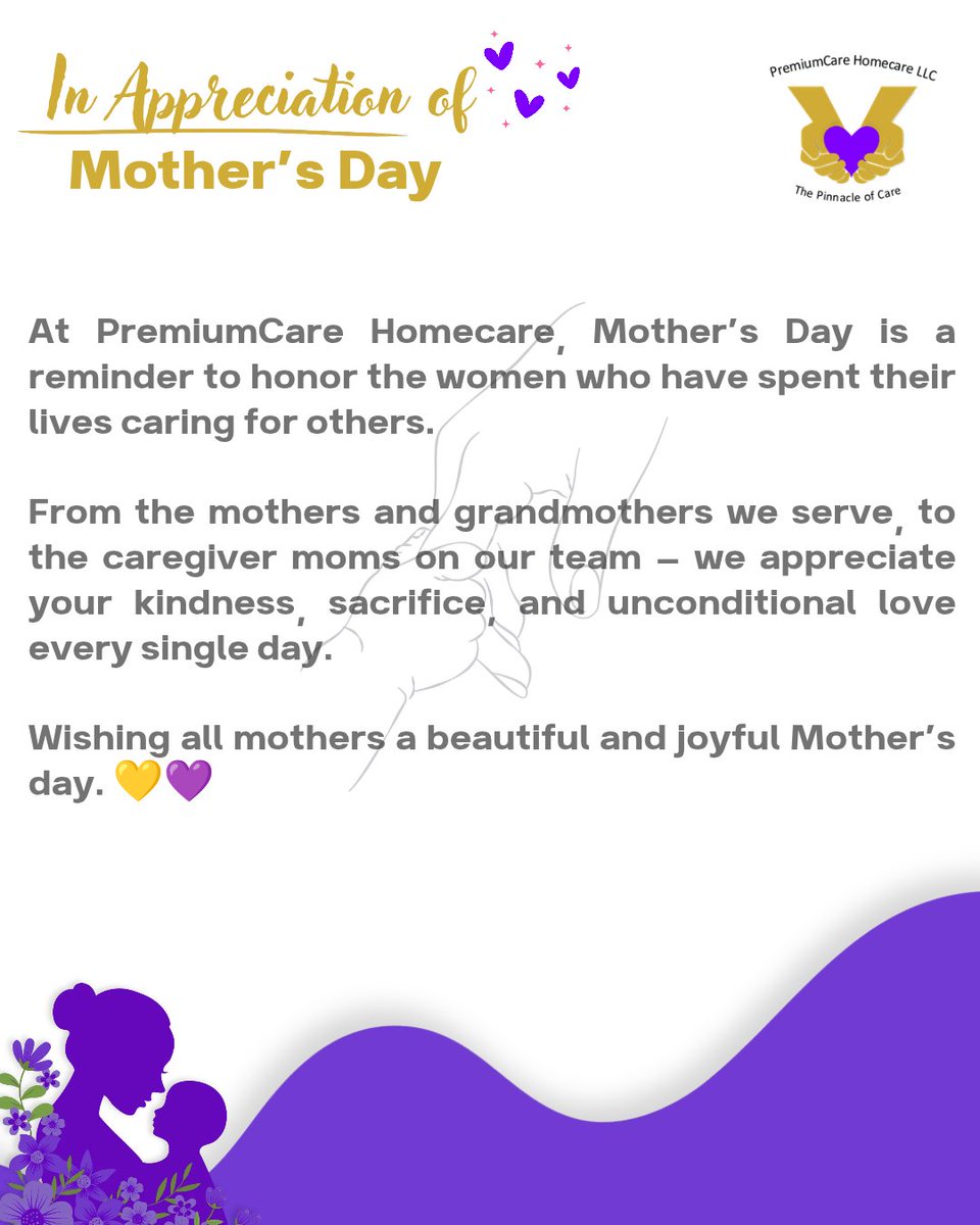 PremiumCarehca's tweet photo. Celebrating the love, compassion, and strength of every mother today and always 🌸

#HappyMothersDay #PremiumCareHomecare #CareWithCompassion #SeniorCare #HomeCareServices https://t.co/bvvIkJEzQ5