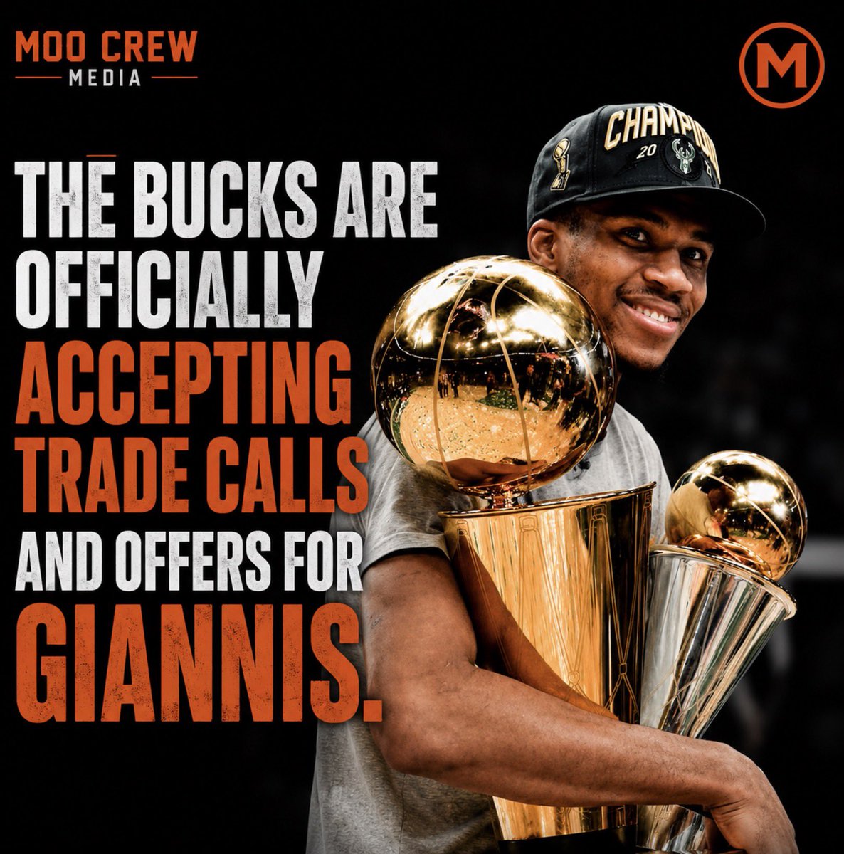 MooCrewMedia's tweet photo. The Bucks are reportedly open to hearing trade calls and offers for @giannis_an34 — potentially marking the beginning of the end of an era in Milwaukee. If Giannis becomes available, every contender in the league will be calling. 🏀🔥 @bucks

#Giannis #NBA #Bucks #NBATrades https://t.co/sO3oqvW3UO