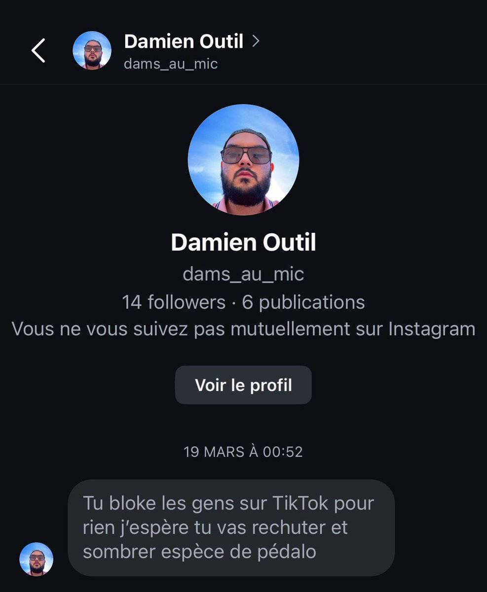 julienblackout's tweet photo. tu m’insultes de pedale en dm ? je t’affiches partout en story. c’est la règle l’ami https://t.co/mjTH1evNBM