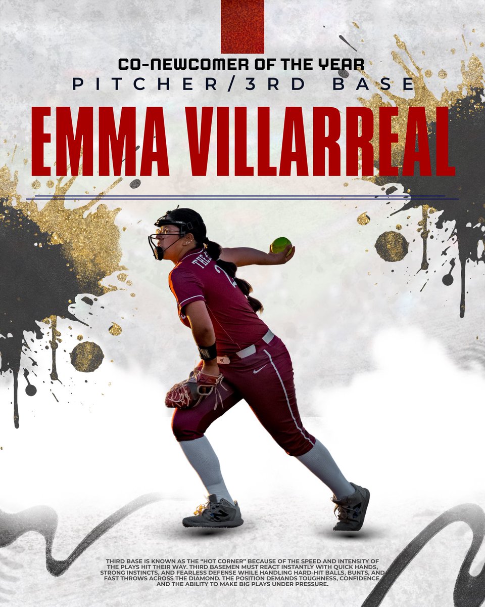 EDHS_Softball24's tweet photo. Congratulations to our very own, Emma Villarreal for earning District 2-5A Co-Newcomer of the Year!! We are so proud of you!! ❤️🖤💛
@Coach1Martinez @EDAztecs_HS @AReyes_HMS https://t.co/oYgY6prRIp