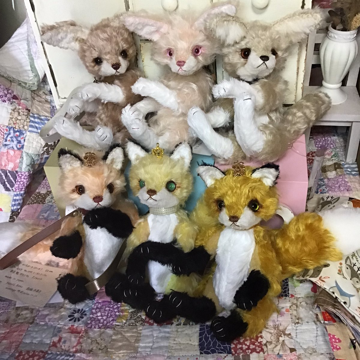 ポーチタイプのフェネックさんとキツネ王子。22cm。 デザフェス行き