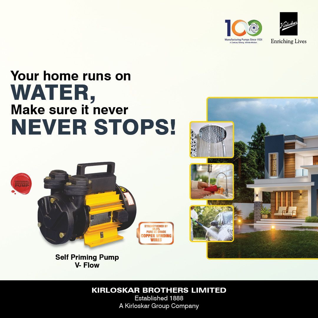 KBLPumps's tweet photo. From morning routines to everyday household needs, a dependable water supply keeps homes running smoothly. Kirloskar Self Priming Pump, #VFlow is built to deliver reliable performance and efficient water flow.
#KirloskarBrothersLimited #KirloskarPumps #KBL #DomesticPumps https://t.co/V0KJywbFWl