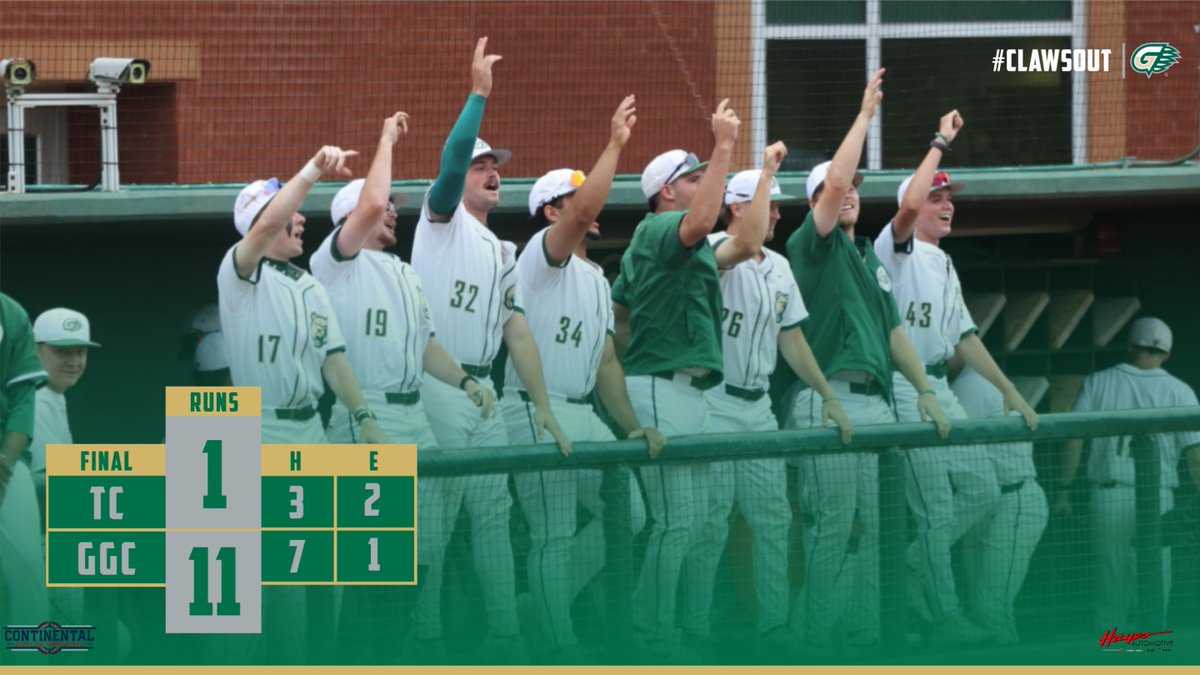 GGC_Baseball's tweet photo. GRIZZLIES WIN! GGC is victorious in its first game of the NAIA Opening Round behind a huge offensive inning and strong all-around play.   

#ClawsOut https://t.co/0ODglH0IO8