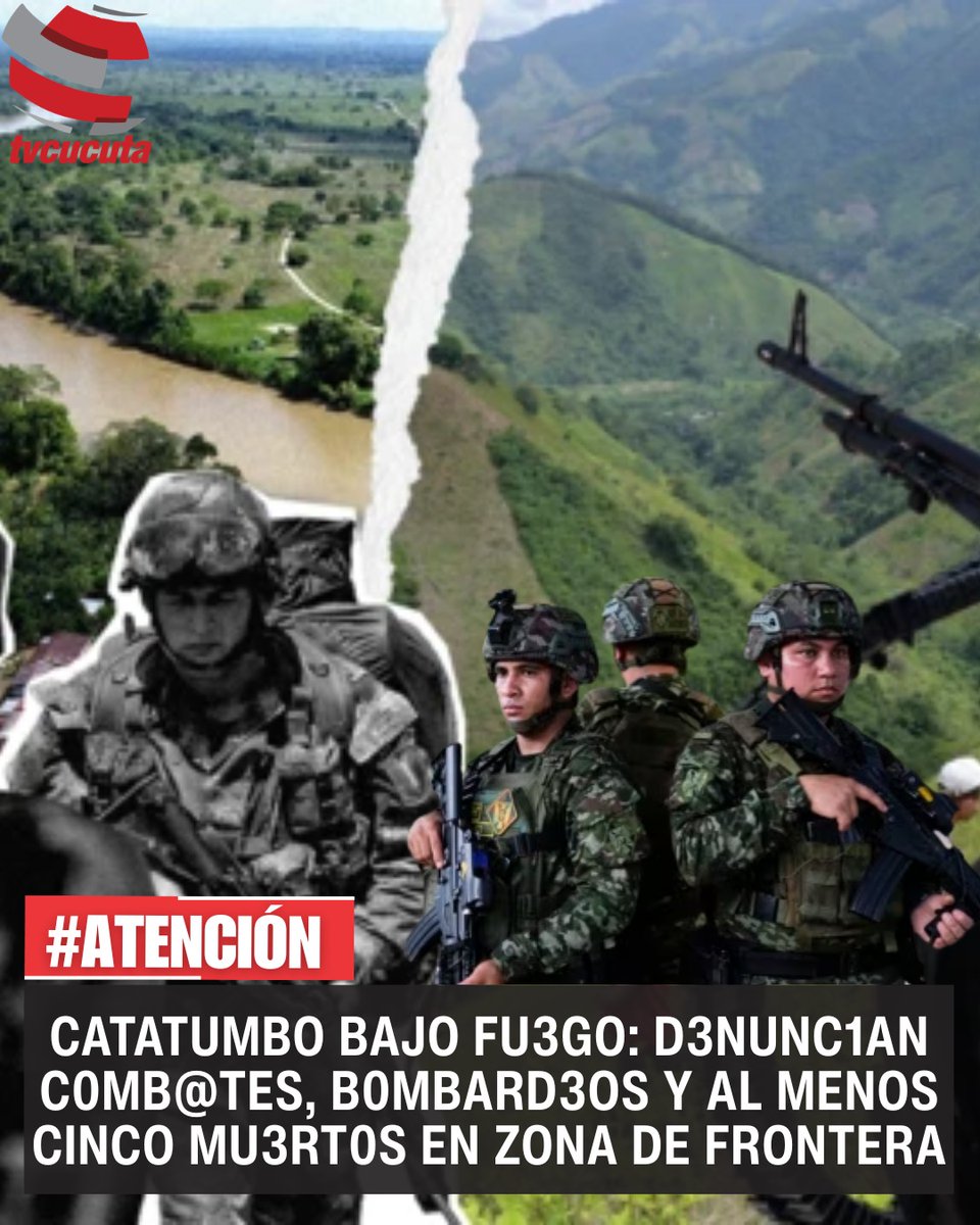 PeyaDaniel's tweet photo. Catatumbo bajo fu3g0: d3nunc1an comb@t3s, bomb@rd30s y al menos cinco mu3rt0s en zona de frontera El Catatumbo vuelve a estar en máxima tensión por una nueva escalada de v1olenc1a en la frontera entre Colombia y Venezuela. dejado al menos cinco personas mu3rt@s. https://t.co/yqNPMd3wwm