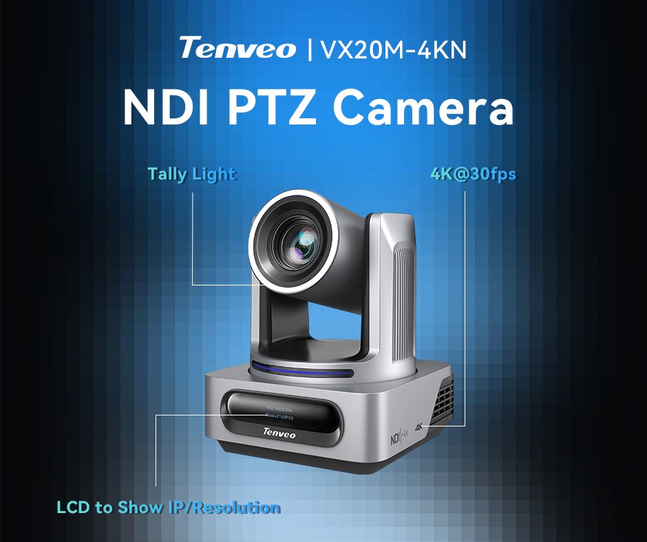 TenveoCamera's tweet photo. VX20M-4KN | AI Auto Tracking PTZ Camera
🔹 FHD 4K@30FPS | 20X Optical Zoom
🔹 Sony 1/2.8"" CMOS Sensor
🔹 NDI® enabled for ultra-low latency IP workflows
🔹 Tally Light &amp; real-time status display

Built for church live services &amp; professional streaming. https://t.co/tduRv6xAXZ