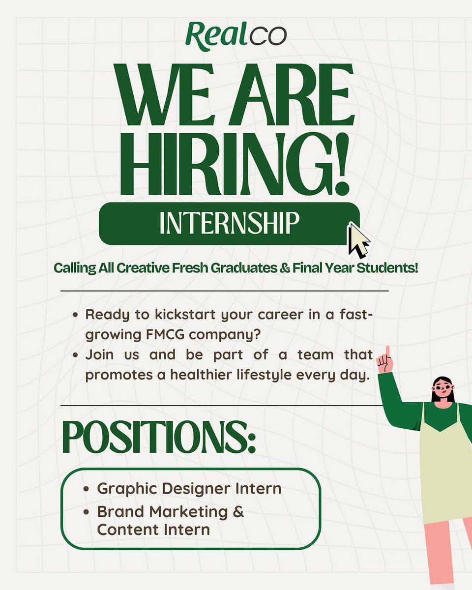 disiniloker's tweet photo. ๐ข Info lowongan kerja (loker)/Magang/Intern
REALCO
๐งโ๐ปGraphic Designer Intern, Brand Marketing & Content Intern
๐ Jakarta
๐ https://t.co/rbDxec08HT
https://t.co/erTPrIyjPW
#disinimagang #magang #internship #infomagang #infointernship https://t.co/SWtBTT1Me7