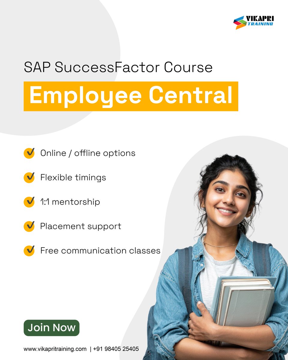 VikapriT's tweet photo. Looking to build your career in SAP HR?
SAP SuccessFactors is one of the most in demand HR technologies used by top companies today.
Who can join?
HR professionals, MBA HR students
we added FREE COMMUNICATION classes for all tech courses
9840525405
#vikapritraining #sapcourse https://t.co/vkDgv9B1HZ