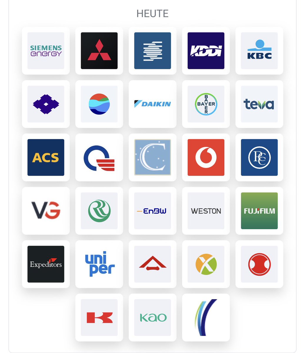 i7Robert's tweet photo. Quartalszahlen heute: 

- Siemens Energy
- Mitsubishi Heavy Industries
- KDDI
- KBC Group
- Daikin
- Bayer
- Teva Pharmaceutical Industries
- Vodafone
- Fujifilm
- Kao Corporation https://t.co/aPLbYN7gep