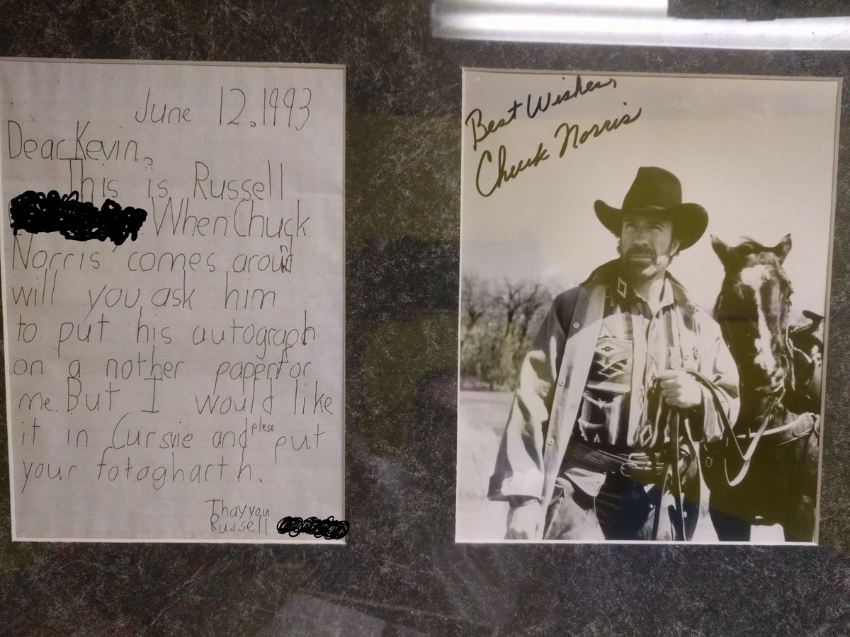 rustyblogs's tweet photo. I wrote a guy who knew Chuck Norris and got this framed piece back in the mail 

Still blown away 33 years later https://t.co/r543uYcH1S