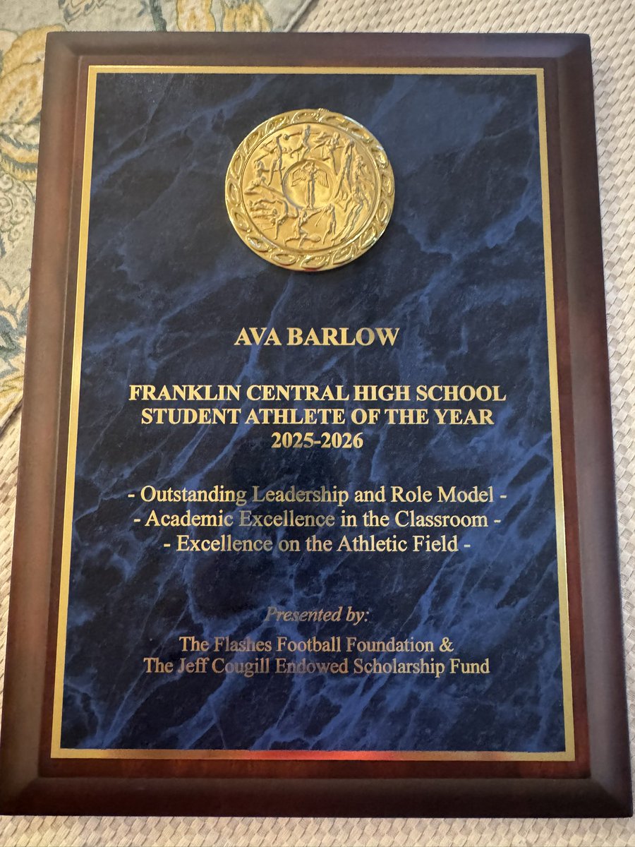 AvaBarlow2026's tweet photo. Honored to receive the Jeff Cougill FC Student Athlete of the Year Scholarship. Itβs been a true privilege representing the Flashes the past 4 years. Grateful to all who made this journey so meaningful.πβ‘οΈ #proudtobeaFlash #indianatechbound @FCFlashes @INTechWarriors https://t.co/SdD0Ov9d32