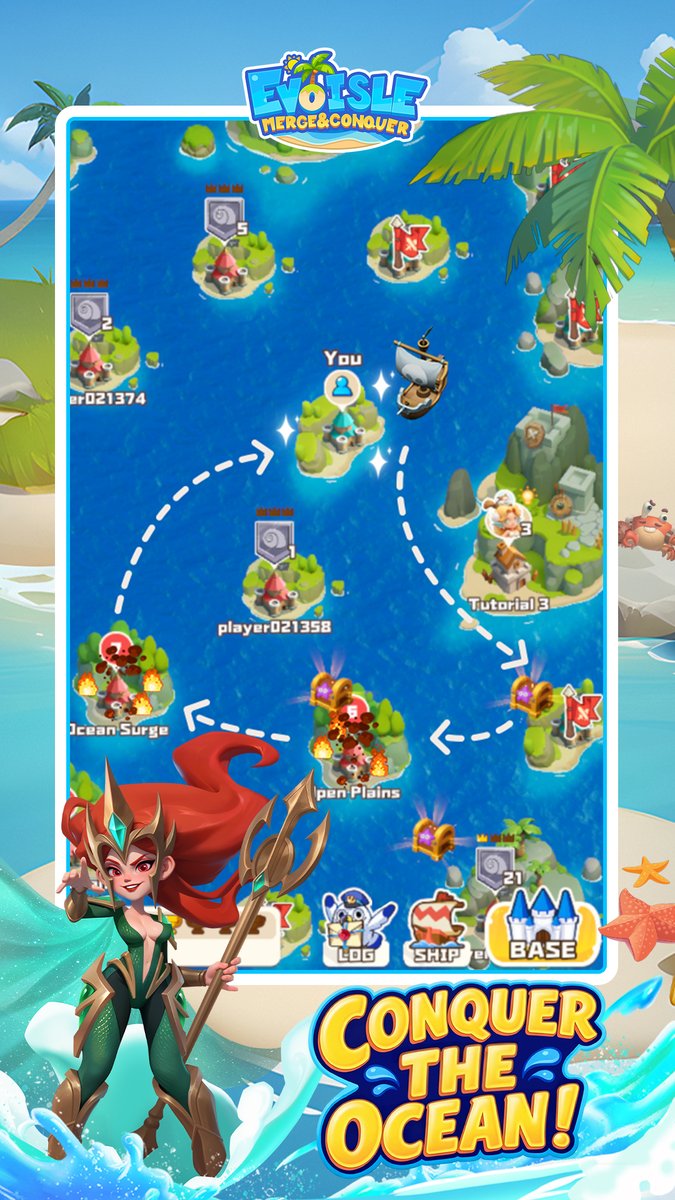 EvoIsleMerge's tweet photo. A brand-new island-building SLG is making landfall—start with one island, rule it all on your terms! Are you tired of watching timers tick down?
 The two-in-one system gets your base up and running in no time. Are you fond of beating others with clever tactics? Mix and match troop types for real-time strategic combat.
Are you dreaming of an armada that carves out new ocean area? Plan your own warship and defensive buildings to push back the fog.
Merge, Explore, Conquer, and Expand, everything happens at your command, my lord!
#EvoIsleMergeConquer #SLG #TD #Merge2