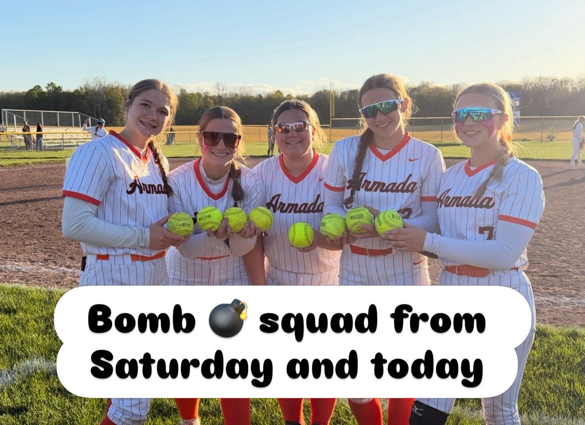 ArmadaHSSB's tweet photo. Two big league wins over Imlay City. We added 6 homers Saturday and 2 today to the bomb squad, bringing us to 22 on the year. Stay humble and keep working! Big goals. 🧡🖤💪🏼🥎💨💨💨 https://t.co/fs1rgD2HU8