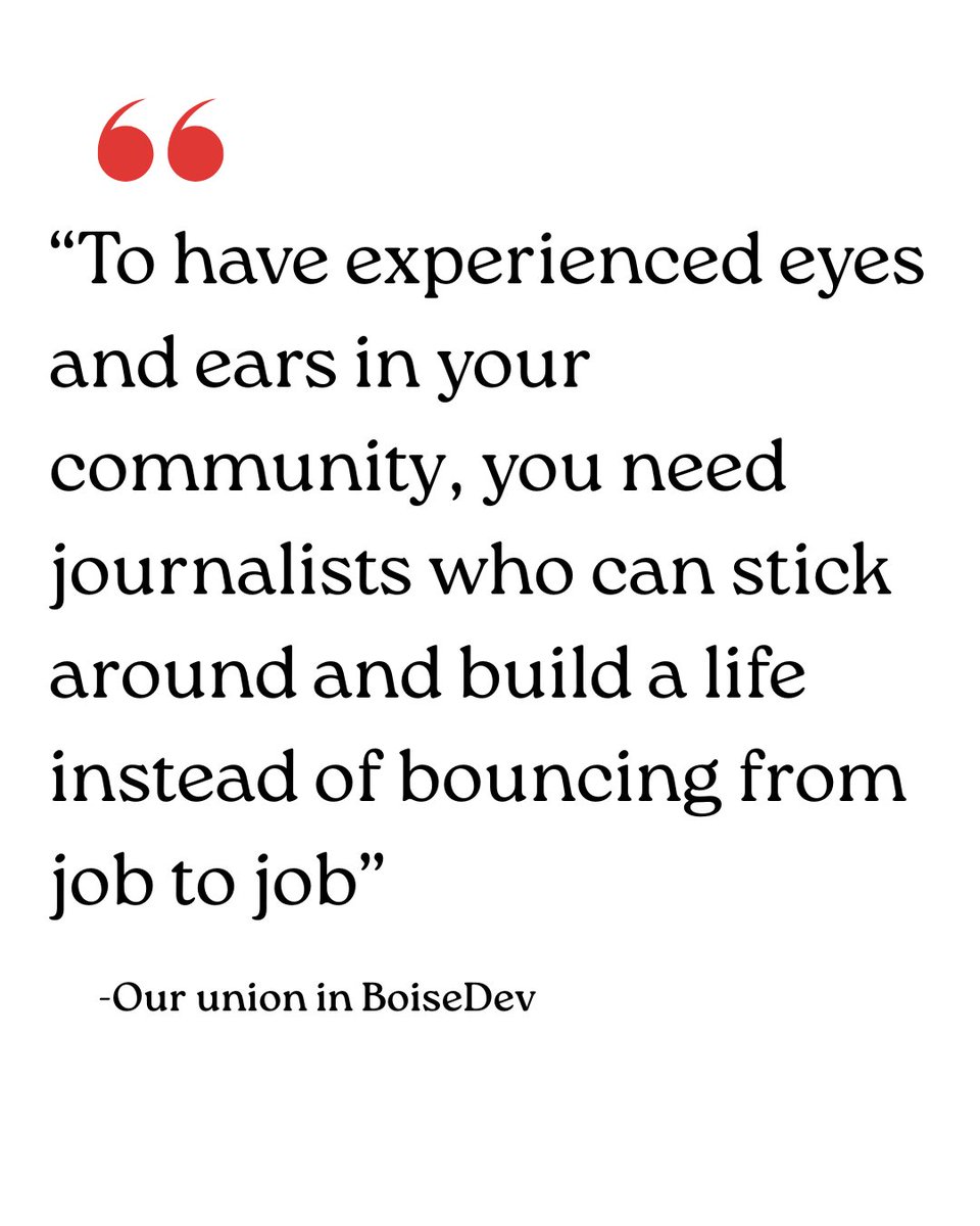 IdahoNewsGuild's tweet photo. Thanks to BoiseDev for covering our fight for fair wages. We are READY TO STRIKE. Donate to our fund at the link in bio or https://t.co/6oExciExTX https://t.co/mJNei18nsB