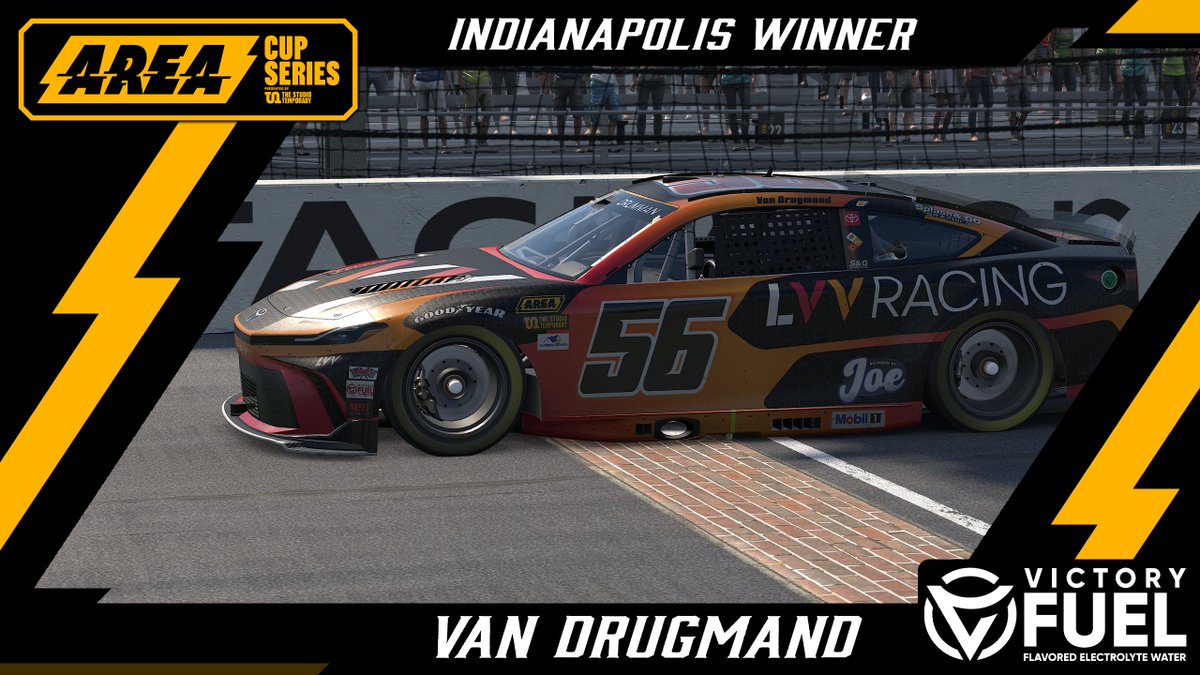 AREAiRacing's tweet photo. VAN DRUGMAND GOES BACK TO BACK🏁

Van picks up his 4th AREA Cup Series win of the season in tonight’s Dan Petefish Cancer Awareness at the Brickyard. ❤️

Celebrate like a champion with 10% off Victory Fuel ⛽️
https://t.co/eHjdVkLiNv
Code: AREAiRacing @Drink_Victory https://t.co/wIjR2KIVIi