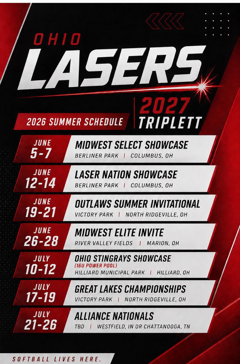 ohiolasers2027's tweet photo. We’re excited to kick off our summer schedule and can’t wait to compete this season—we look forward to seeing you there! https://t.co/99TuUwgj5b