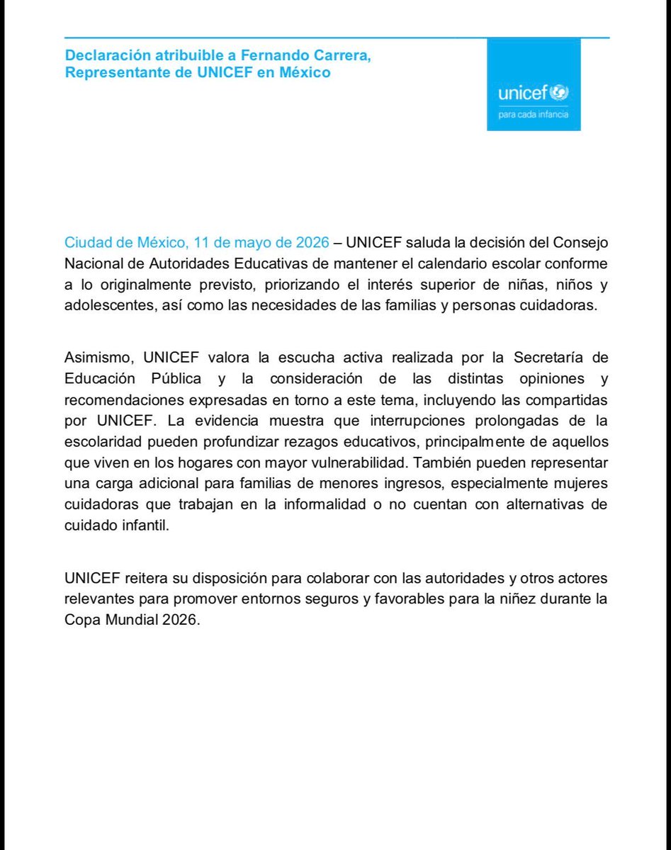 UNICEF México tweet media