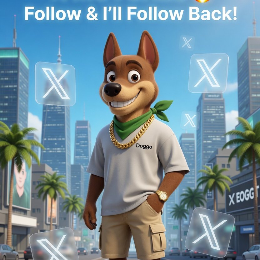 DoggoSuperme's tweet photo. GM 𝕏 Fam 🔆
Follow me and I’ll follow you back immediately!   ✅

Drop your @ username below 👇

Let’s grow together!  🥳💯 https://t.co/5tvTf60Rdu